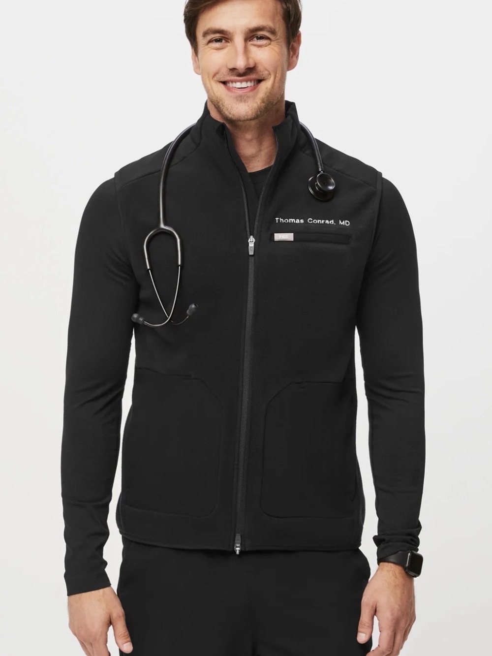 FIGS On-Shift Fleece Vest Black Utility Vest